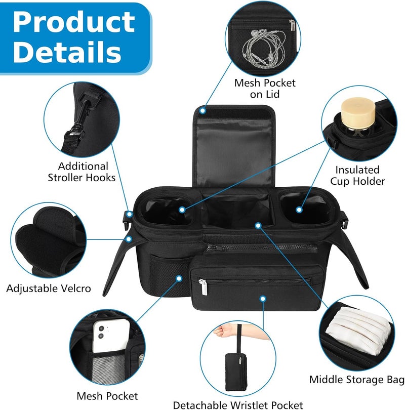 Accmor Universal Stroller Organizer with Insulated Cup Holder - Image 4